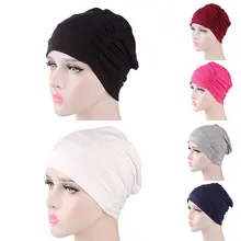

Women's Soft Comfy Chemo Cap And Sleep Turban Hat Liner For Cancer Hair Loss Cotton Elastic Headwear Head Wrap Hair Accessories