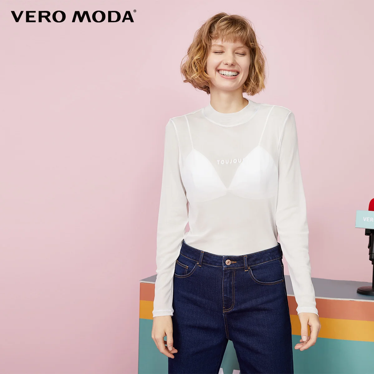 Vero Moda стиль Ins Женские топы из шифона с буквенным принтом | 319302508