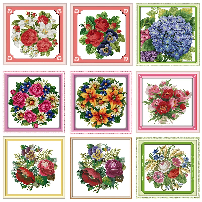Rose Lily Flower Pattern Cross Stitch Kit 11CT 14CT DIY Embroidery Needlework Set Fine Gifts Home Decoration cross stitch kit