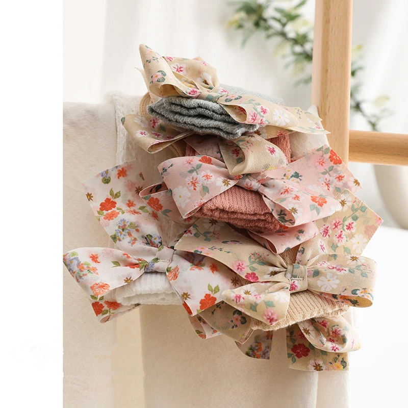 Summer Kids Socks Floral Big Bow Toddlers Girls knee High Long Sock Soft Cotton Hollow Out Baby Socks Mesh Girl Princess Socken