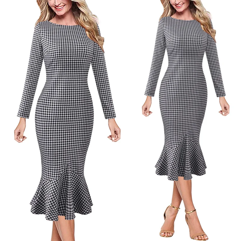 Vfemage женские элегантные винтажные Pinup одежда для работы, офиса, бизнеса, повседневные Коктейльные Вечерние облегающие платья-карандаш, платье русалки 1053