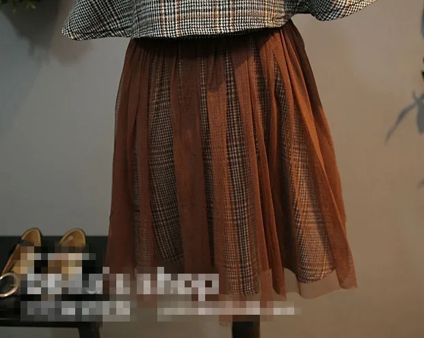 Детская одежда из Южной Кореи; коллекция года; сезон осень; стиль; корейский стиль; клетчатый плащ для девочек; Сетчатое платье; юбка принцессы для маленьких девочек
