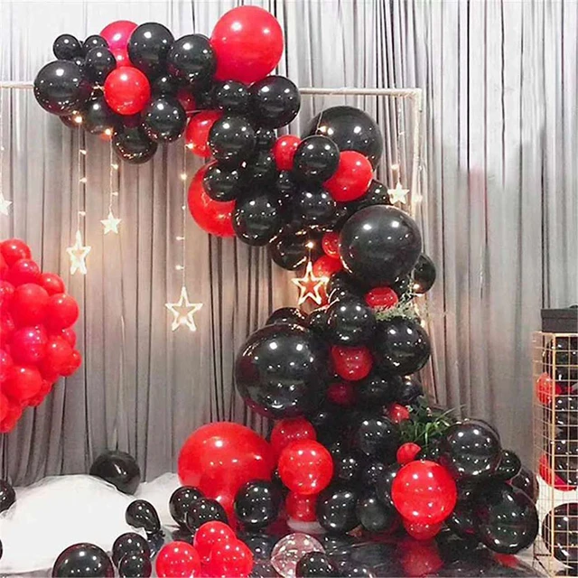 124pcs Dot Balloon Arch Red Black Balloons Garland Kit For Wedding Bir