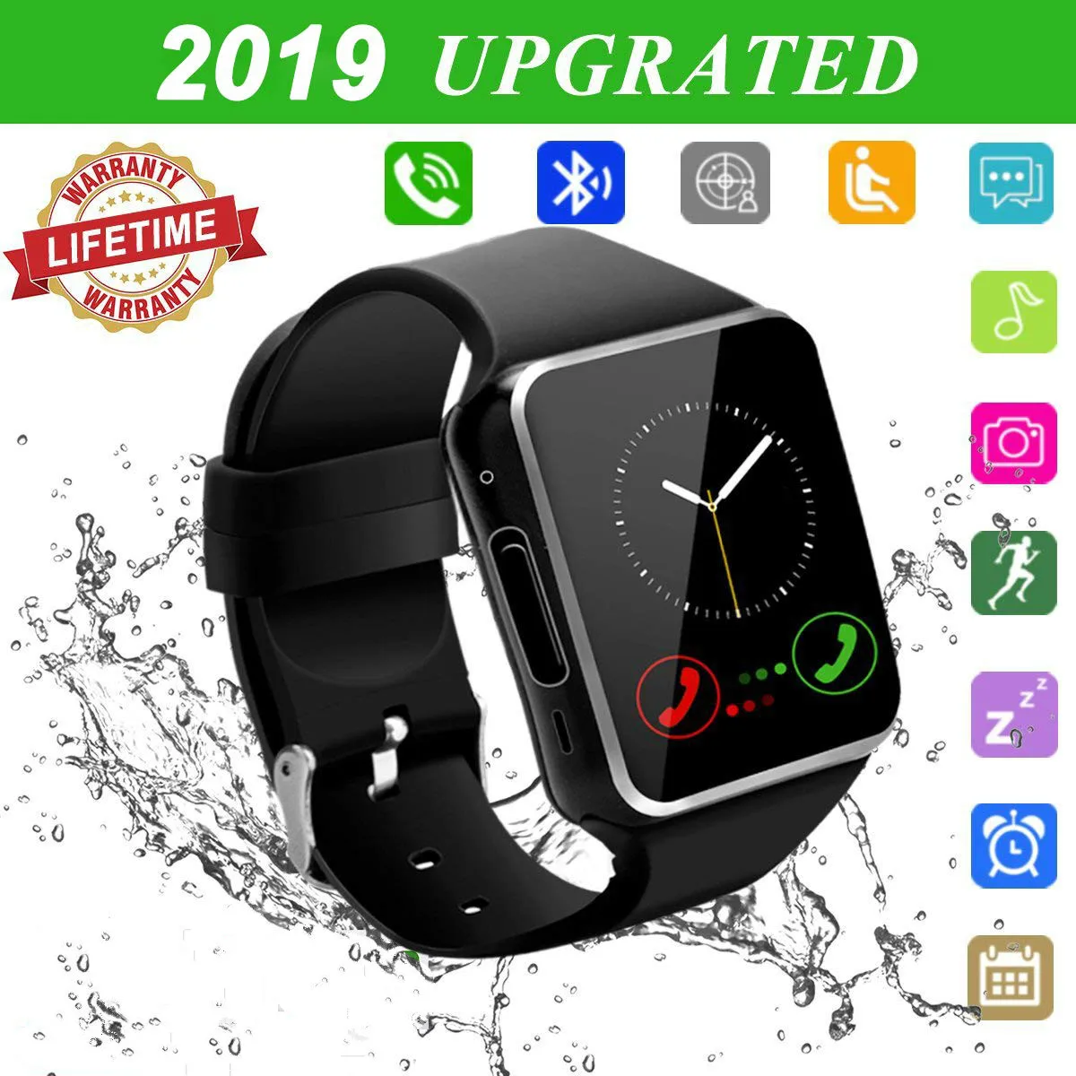 

Touchscreen with Camera Bluetooth Watch Phone with SIM Card Slot Watch Cell Phone Compatible Android Samsung iOS Phone XS X8 7 6
