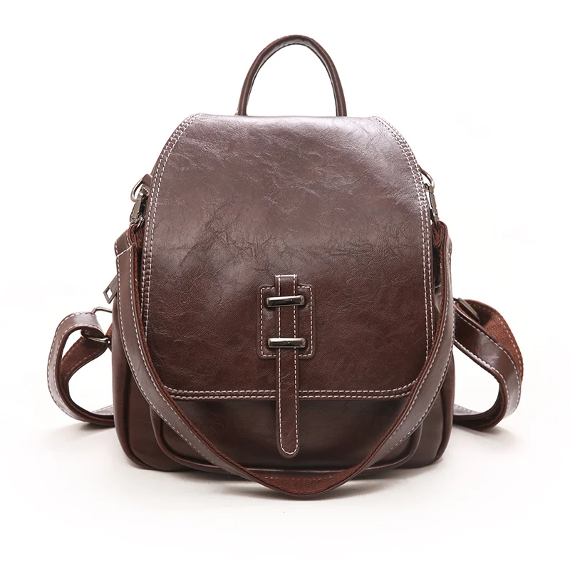 2022 Vintage Backpack Female Pu Leather Women's Backpack Fashion School Bag Backpacks for Teenger Girl Leisure Shoulder Mochila