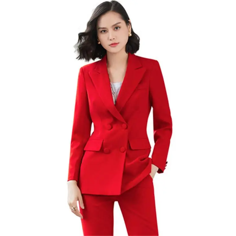 

Fashion suit suit female new large size double-breasted business suit + casual pants professional suit set two-piece suit women