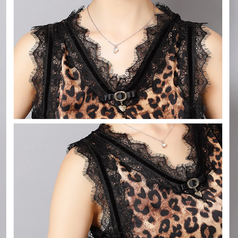 Mulheres Blusas de Renda Casuais Regatas леопардовые сексуальные Roupas Femininas сексуальные топы пэчворк Novas Mulheres