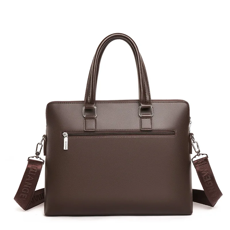 

MEN'S Briefcase MEN'S Business Bag Large Capacity PU Leather Handbag Cross Square Waterproof Wearable Verticle File Bag