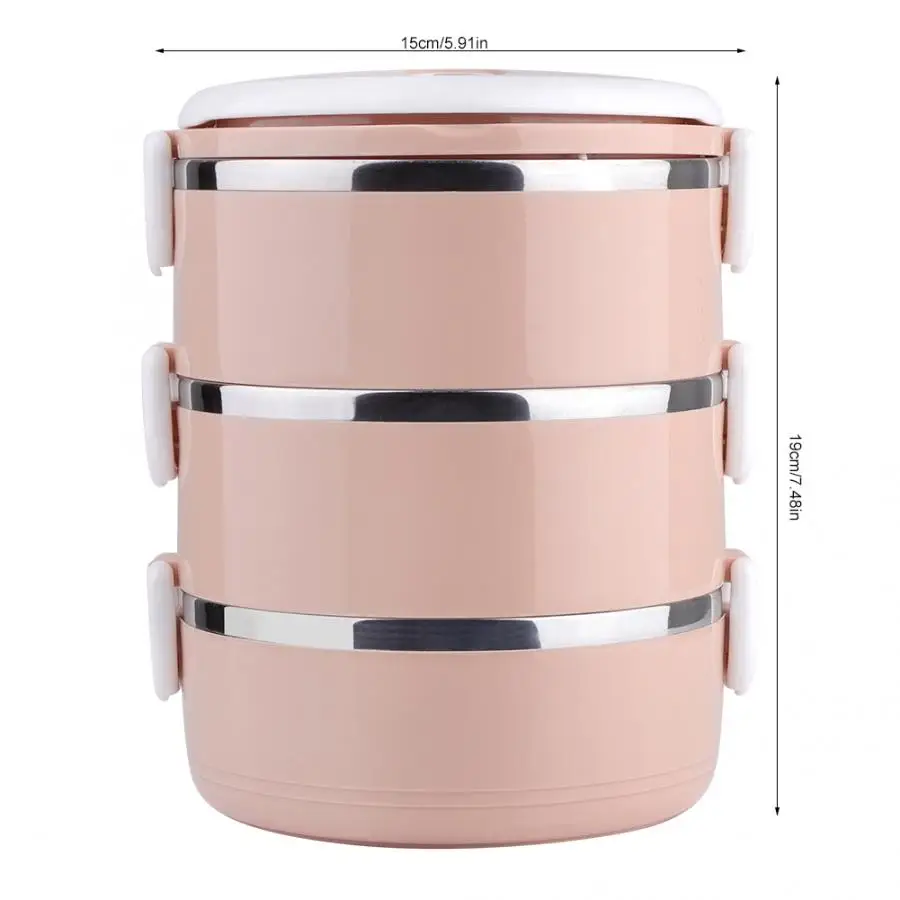 Stainless Steel 3-Layer Thermal Lunch Box Stackable Leakproof Lunch Container Lunch Container School Food Bento Lunch Box