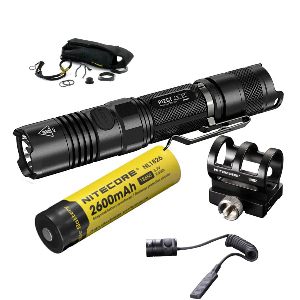 NITECORE P12GT тактический фонарь CREE XP-L HI V3 светодиодный Макс 1000 люмен дальность луча 320 м ручной фонарь+ GM02+ RSW1