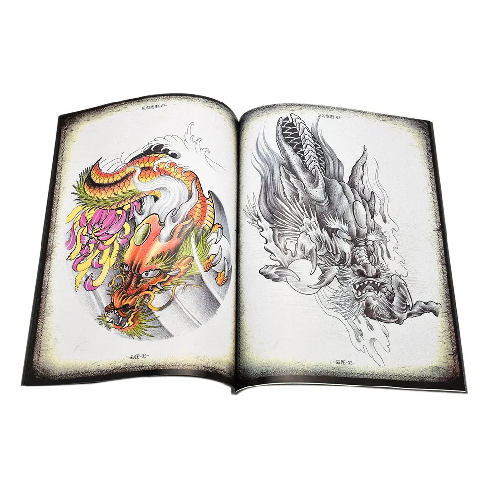 Тату-книга Будда Феникс Карп красочный и эскиз татуировки Рукопись коллекция эскиз книга боди арт