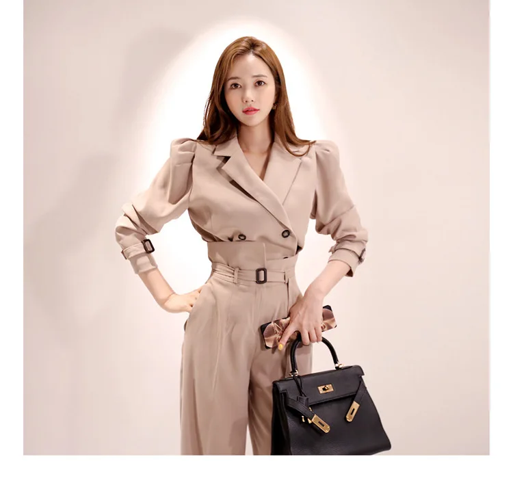 New Arrival Women OL Work Office Two Piece Set Blazer and Wide Leg Pants Ladies Formal 2 Piece Set Plus Size Fall Clothes