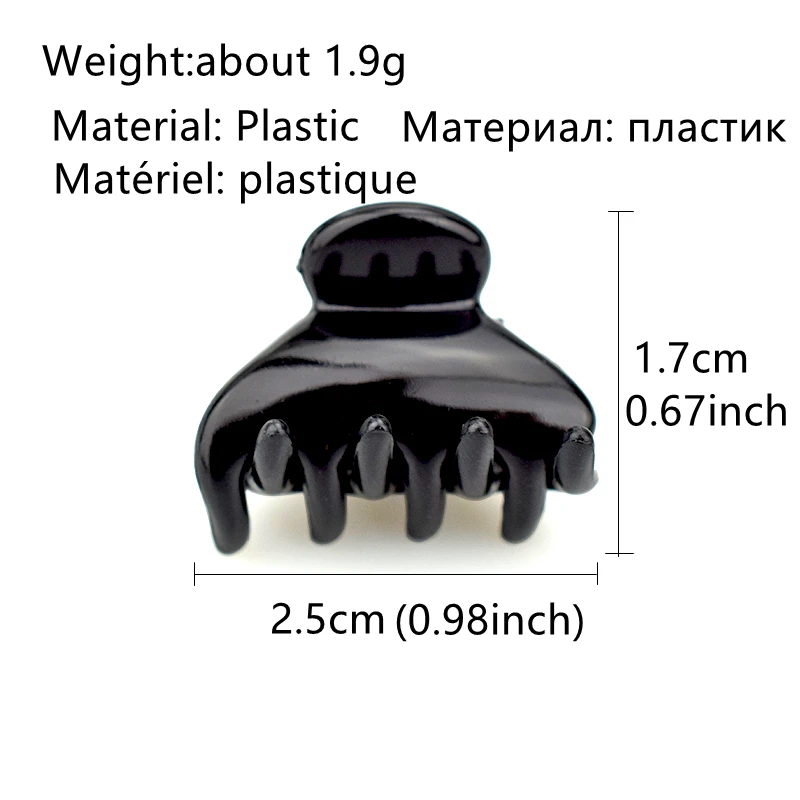 12 шт./упак. черные волосы коготь клип для Для женщин нарисованной длинноволосой девочкой аксессуары 2,5 см Пластик Краб пластмассовый заколка зажим для волос, модные подарки