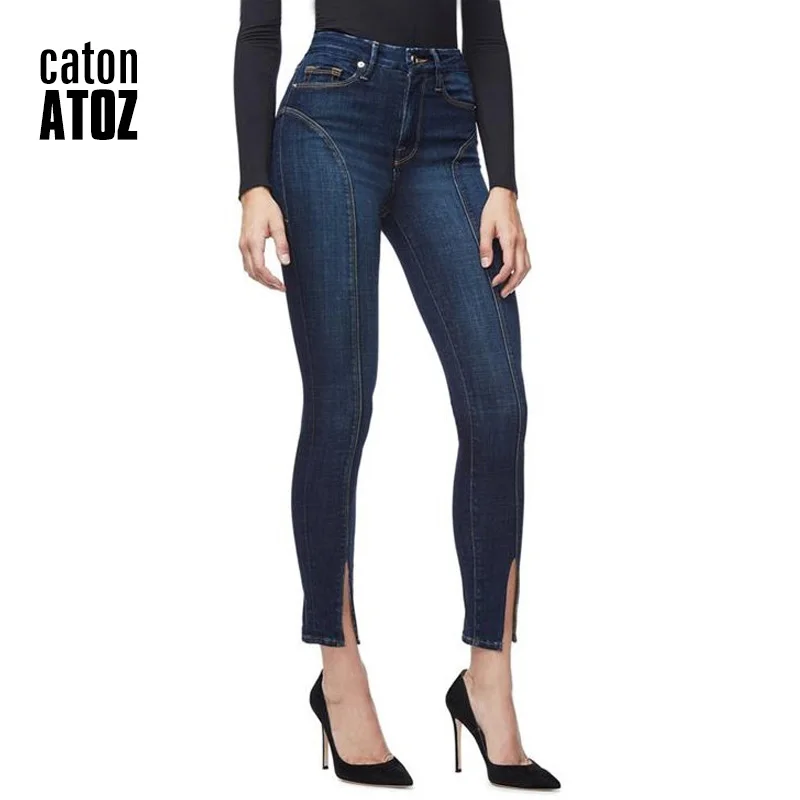 CatonATOZ 2178, женские уличные укороченные джинсы в стиле пэчворк, джинсы для мам, ультра эластичные джинсовые узкие обтягивающие штаны, брюки для женщин - Цвет: as picture