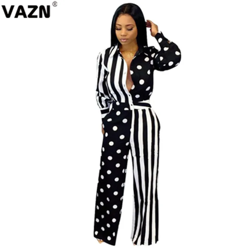 VAZN MNL033 tide, новинка, Осенний сексуальный женский комбинезон с длинными рукавами и пуговицами, обтягивающий комбинезон с дырками, Женские повседневные Комбинезоны - Цвет: Black
