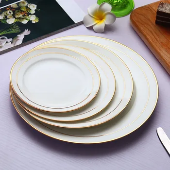 

Ceramic Phnom Penh Dinner Plate Set Tableware Pure White Western Dinner Plate Set Steak Plate Flat Plate