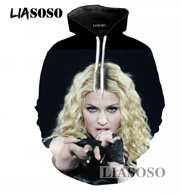 

LIASOSO Sexy Singer Madonna 3D Print Black Hoodies Men/Women Harajuku Hooded Sweatshirt Casual Long Sleeve Pullovers688