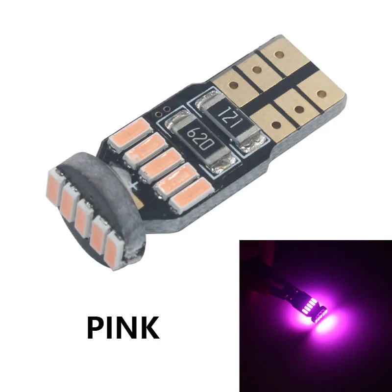 500 шт. T10 W5W 168 194 4014 15SMD автомобиля стоянки светодиодного индикатора лампы номерного знака светильник просвет чтение светильник сигнальный светильник DC12V - Испускаемый цвет: Розовый