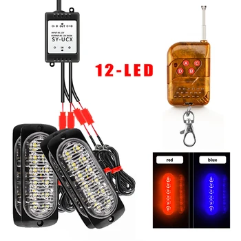 

4*12-LED Car Red Blue Strobe Flash Truck Light Dash Emergency Warning Lamp Aluminum Parts, Circuit Board + LED Lamp Beads