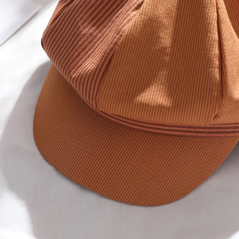 Осенние женские хлопковые береты зимние Восьмиугольные Полосатые стильные