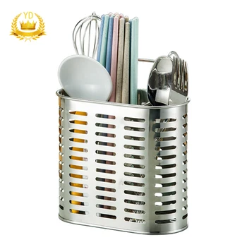

Stainless Steel Chopsticks Cage Wall Hanging Suction Cup Storage Rack Kitchen Tableware Drain Organizer
