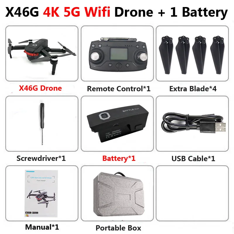 X46G складной Профессиональный бесколлекторный Дрон с двойной камерой 4K HD 5G gps WiFi FPV широкоугольный Радиоуправляемый квадрокоптер Вертолет игрушка SG906 - Цвет: X46G 4K 1B Portable