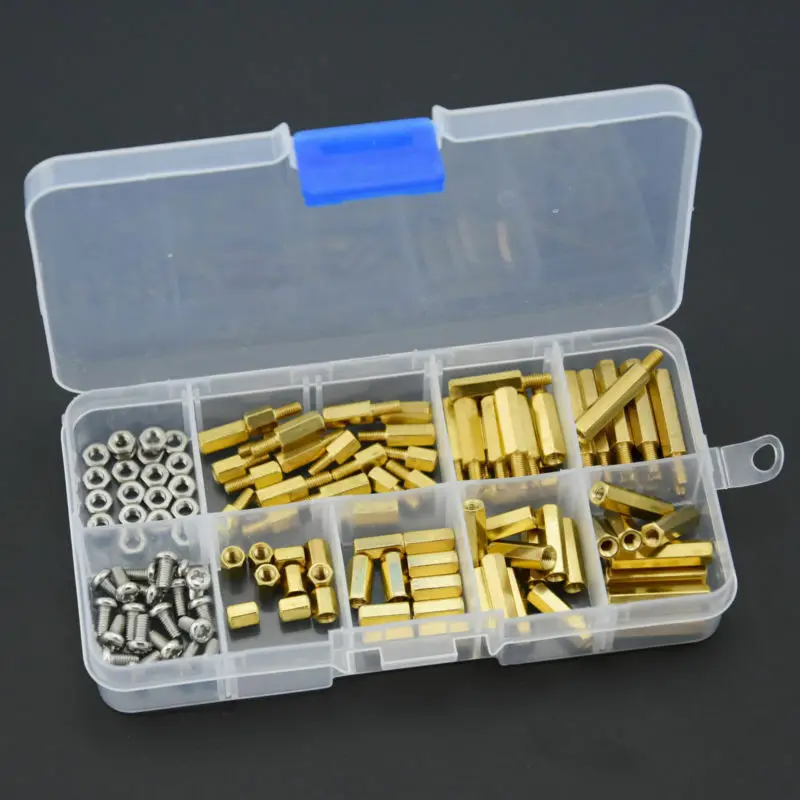 

120Pcs M3 Male Female Brass Standoff Spacer PCB Board Hex Screws Nut Assortment