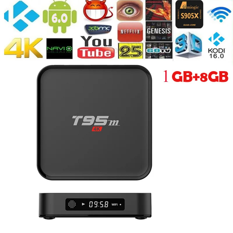 T95M-1-8GB-black T95M ТВ приставка Android 6,0 Amlogic S812 четырехъядерный 2,4G Wifi 1 GB/2 GB/8 GB LAN 4K HDMI 3D телеприставка - Цвет: T95M-1-8GB-black