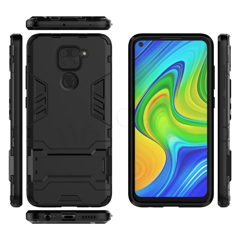 Cover For XIAOMI REDMI NOTE 9 Case Shockproof Rigid Magnetic Armor Ring  Black