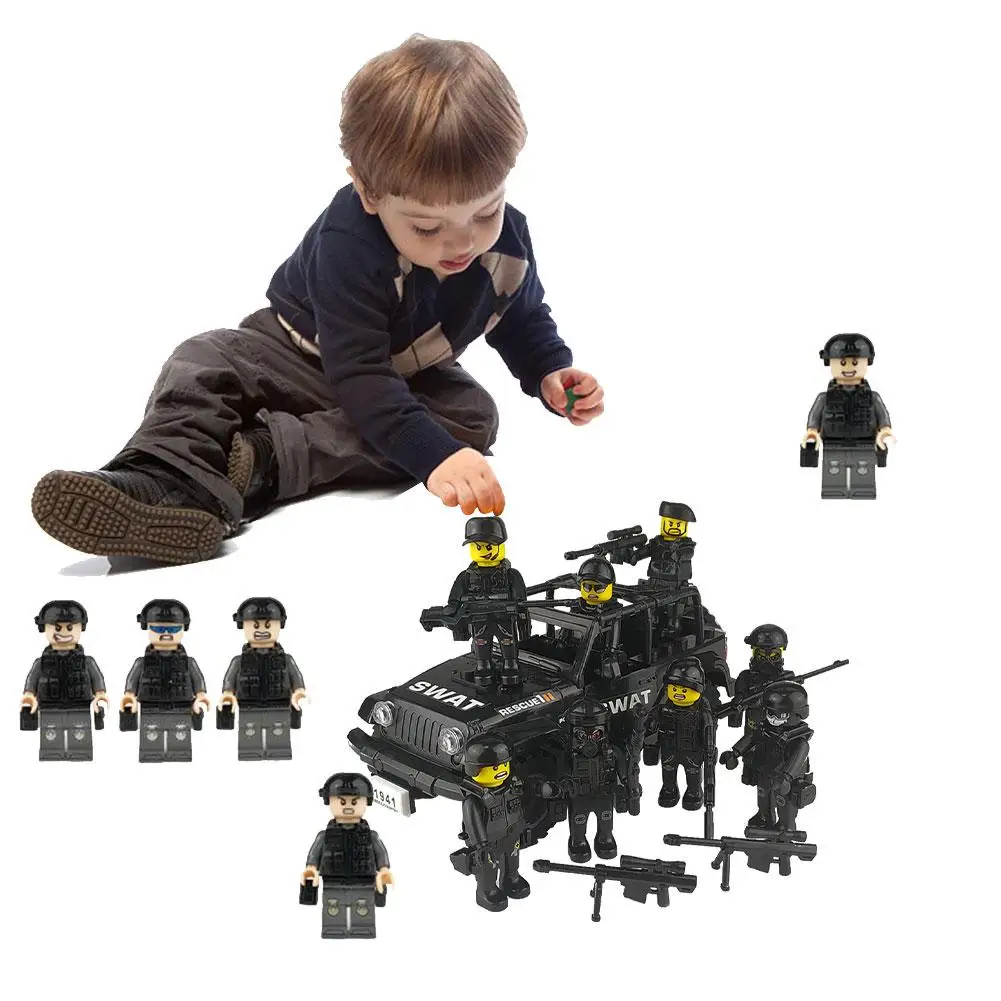 Military Special Forces Soldiers Bricks Figures Guns Weapons Compatible Legoings Armed SWAT Building Blocks Kids Toys