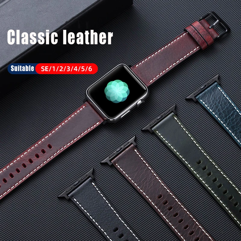 Leather strap For Apple watch band 44mm 40mm 45MM/41MM 38mm 42mm