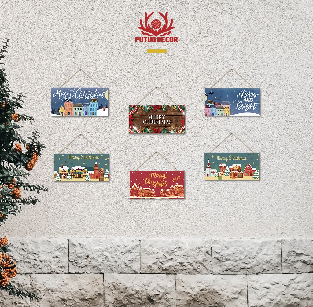 Christmas Wood Hanging Signs - Festive Decor for the Holidays Christmas Wood Hanging Signs - Festive Decor for the Holidays