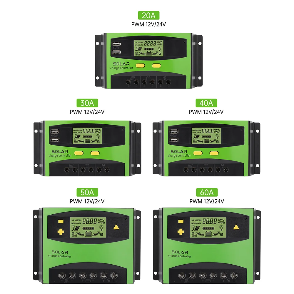 

PWM Controller Overcharge 20A-60A LCD Display PWM Controller Regulato 12V 24V LCD Display
