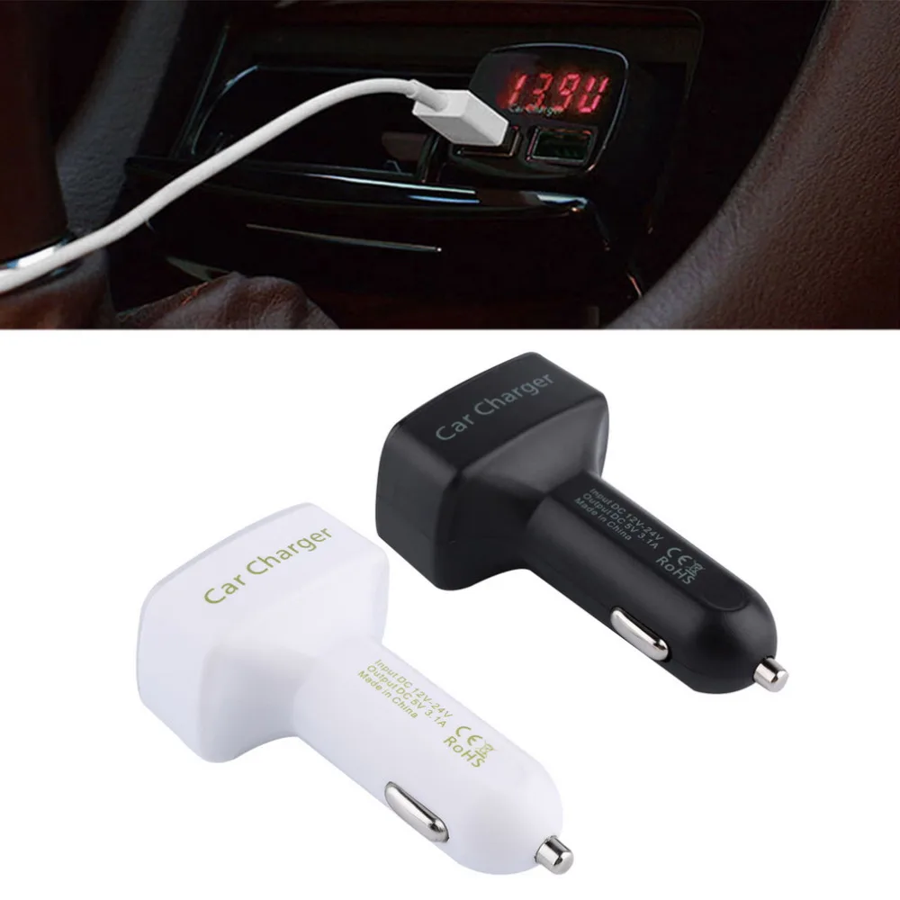 Новые автомобили высокого качества 4 в 1 3.1A Dual USB Автомобильное зарядное устройство цифровой дисплей Амперметр Вольтметр термометр Автомобиль Стайлинг