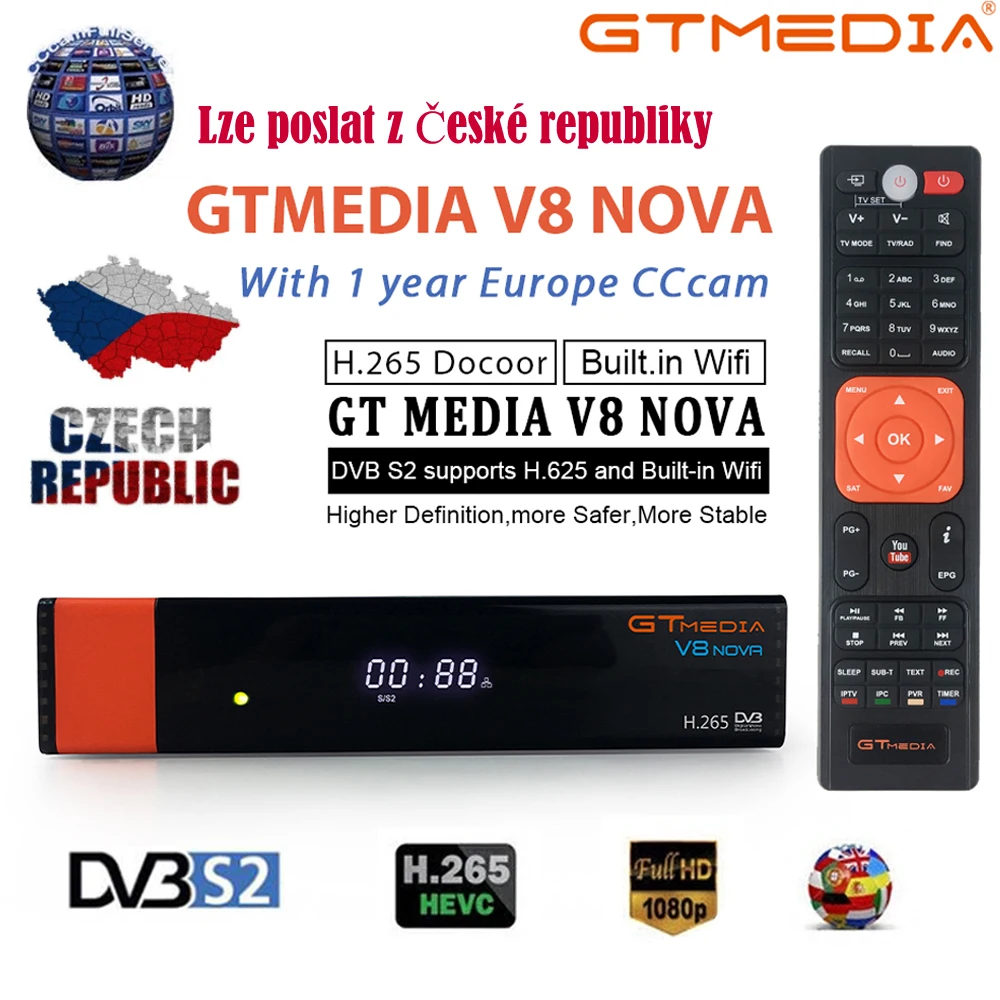 Gtmedia V8 NOVA встроенный wifi 1080P DVB-S2 с 1,5 года Cccam Cline Поддержка IP tv воспроизведение на мобильном телефоне ТВ коробка такая же как V9 супер