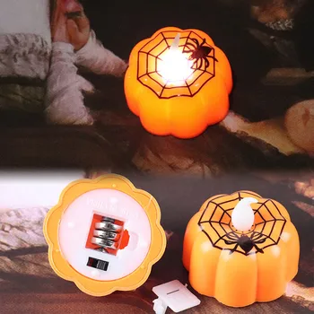 

1PC Pumpkin Light Electronic Battery-operated Flameless Flickering LED Pumpkin Light Flames Candle for Halloween Party Home #20