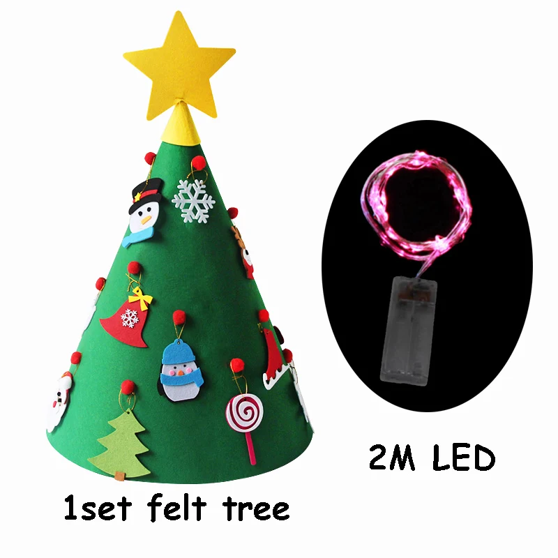 СВЕТОДИОДНЫЙ 3D DIY Войлок Рождественская елка Navidad рождественские украшения для дома Natal дети подарок на год игра керст дерево орнамент Декор - Цвет: felt tree 2m LED