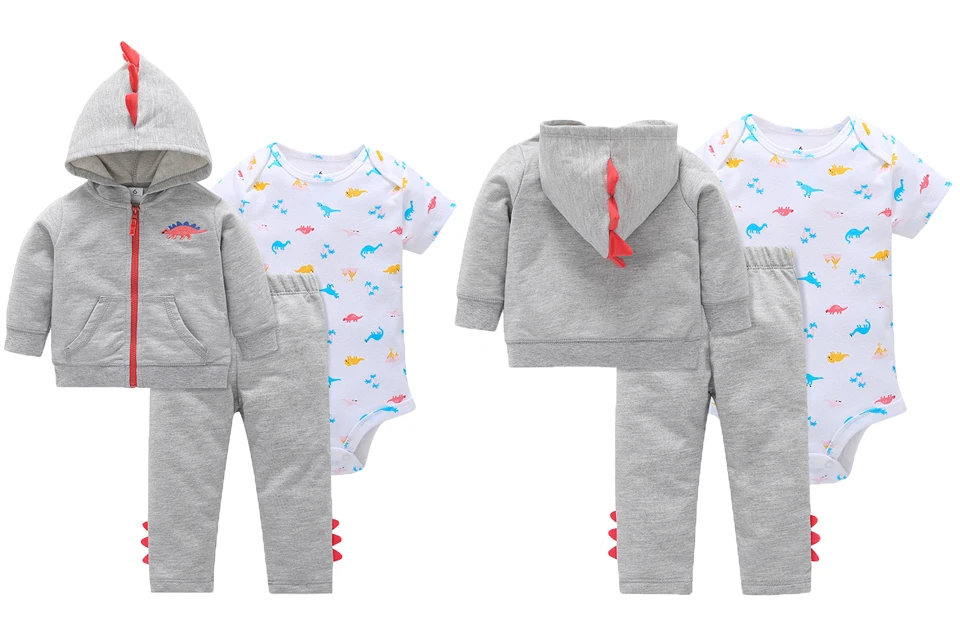 Bebes/комплект одежды для маленьких мальчиков; хлопковый комбинезон с капюшоном и длинными рукавами; комплект из 3 предметов; Одежда для новорожденных девочек