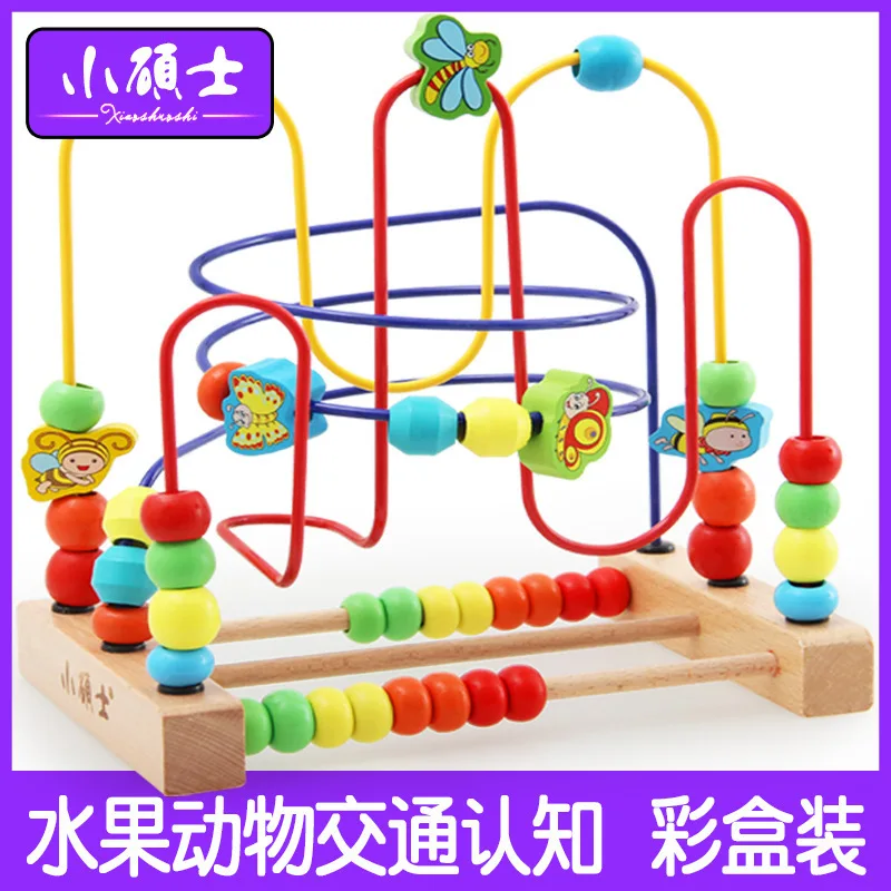 

Wooden Building Blocks Large Size Fruit Bead-stringing Toy Wood Educational Arithmetic Beaded Bracelet Children Early Childhood