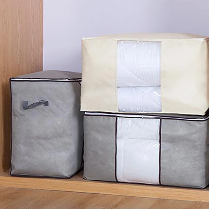 

Non-Woven Clothe Storage Bag Family Save Space Bed Under Closet Storage Box Clothes Divider Organiser Quilt Bag Holder Organizer