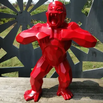 

16\"big Art Craft Animal King Kong Skull Gorilla Monkey Sculpture Geometric Creative Decoration Resin Collectible for Model