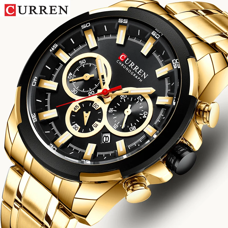 Luxury Men's Sport Chronograph Watch in Gold by CURREN