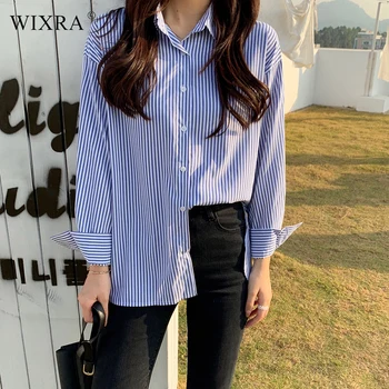 

Wixra Womens Loose Striped Blouses Long Sleeve Stylish Blouses Button Casual Shirts Tops Spring Autumn