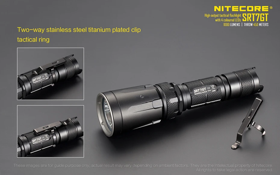 Fonte de Luz Tática para a Caça Nitecore Glar Lanterna Alta 0utput 4 Cor 7 Modos Especiais Led Srt7gt 1000lumens 18 4 cor fonte de luz 7 modos