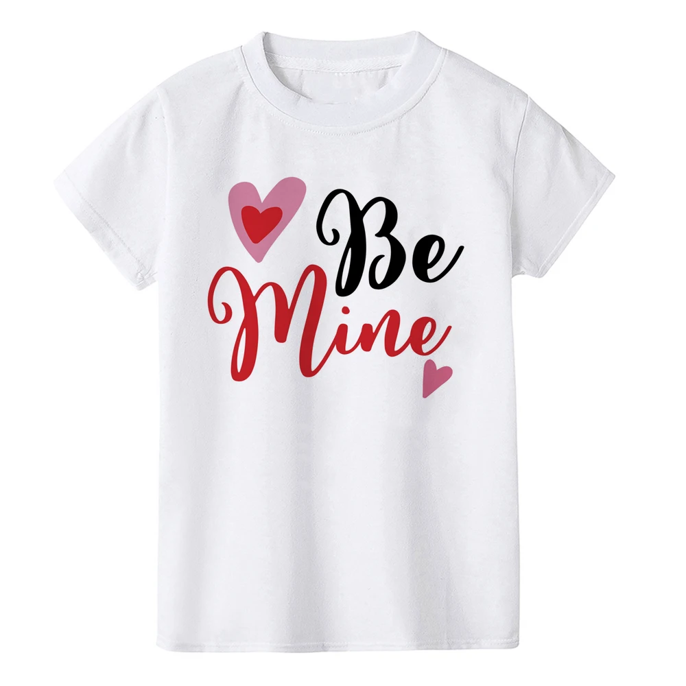 Be Mine/Детские футболки-валентинки для мальчиков и девочек модная забавная футболка с короткими рукавами для маленьких детей милая праздничная одежда