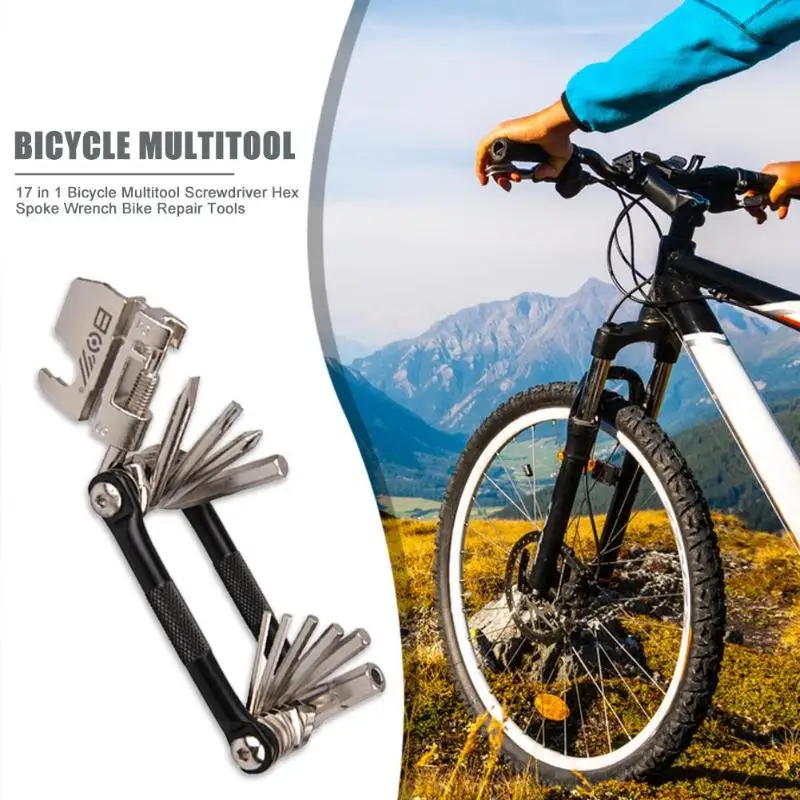 17 в 1 Многофункциональный MTB горный велосипед Многофункциональный инструмент Отвертка шестигранный гаечный ключ спицы велосипед складной инструмент для ремонта
