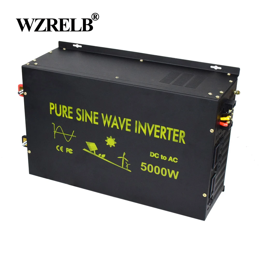 Piek 5000W Zuivere Sinus Omvormer 10000W 24V 230V 12V/48V Dc 110V/120V/220V Ac Solar Panel Inverter Voltage Regulator