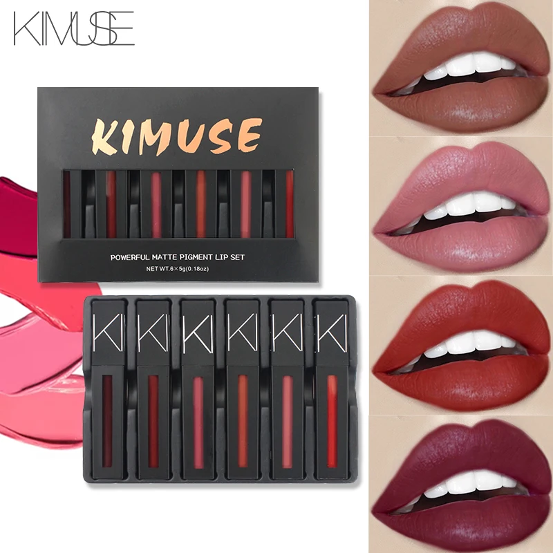 

KIMUSE 6PCS/Set Liquid Matte Lipstick Sexy Beauty Lip Long- lasting Waterproof Pigment Matte Lipstick Moisturizer Lips Makeup