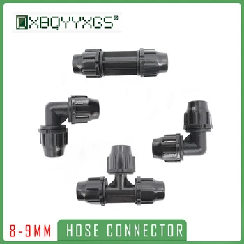 

Automatic Watering 8/11mm Hose Connector Garden Drip Irrigation Components 3/8inch Thread Lock Straight Elbow Tee Connector