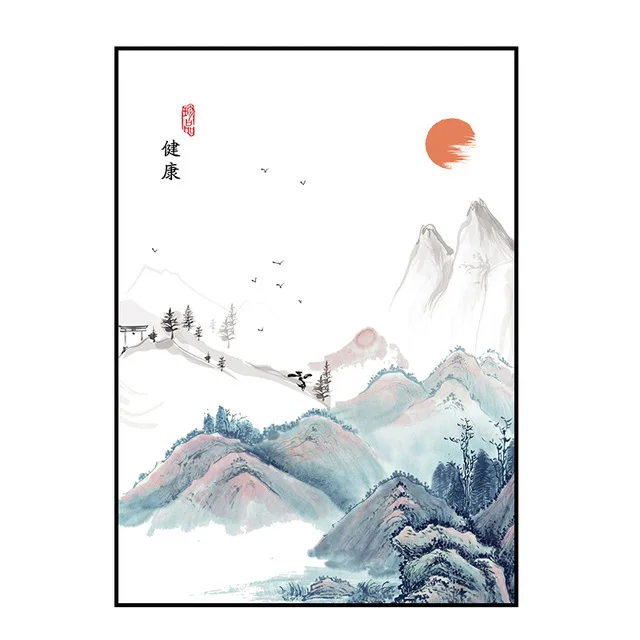 Plum-blossom-landscape-poster-Chinese-cultural-style-ink-painting-wall-art-oil-painting-living-room-home (4)